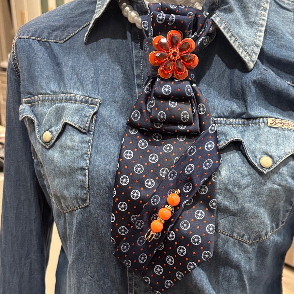 Elegant Navy and Orange Women's Scarf